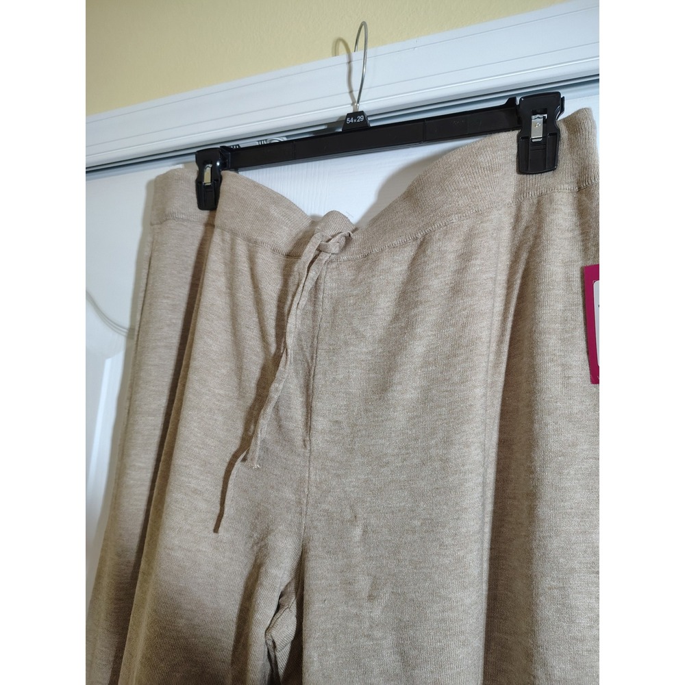 Vince Camuto Women XL Sweater Set Warm Oatmeal Heather Knit Top Wide Leg Pants - Picture 8 of 11